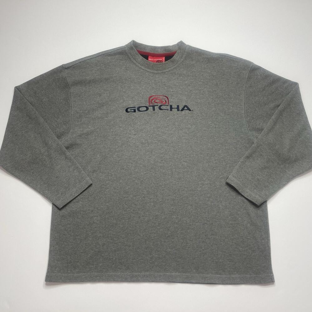 Vintage Gotcha Skate Streetwear Sweater Mens XL Thermal Shirt 90s Grunge Ribbed